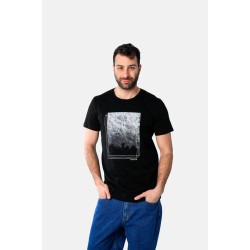 Ανδρικό T-shirt PACO&CO 2531020 BLACK Κανονική γραμμή- Cotton