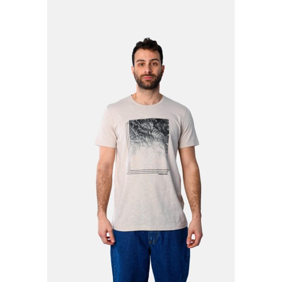 Ανδρικό T-shirt PACO&CO 2531020 BEIGE Κανονική γραμμή- Cotton