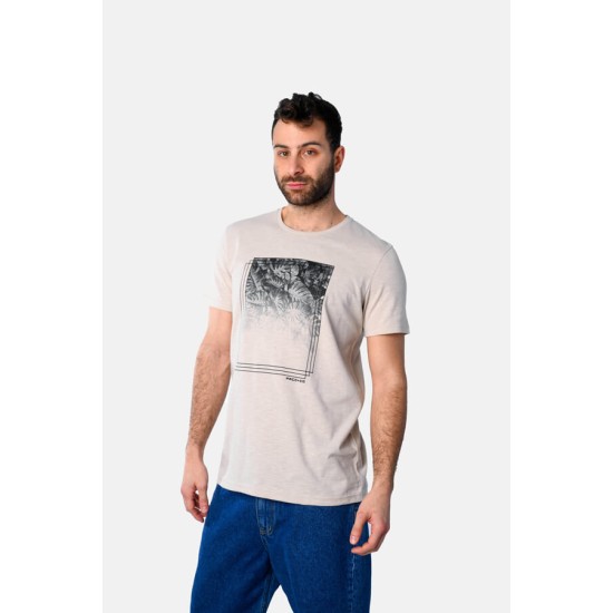 Ανδρικό T-shirt PACO&CO 2531020 BEIGE Κανονική γραμμή- Cotton