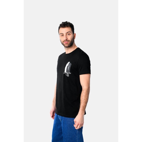 Ανδρικό T-shirt PACO&CO 2531024 BLACK Κανονική γραμμή- Cotton