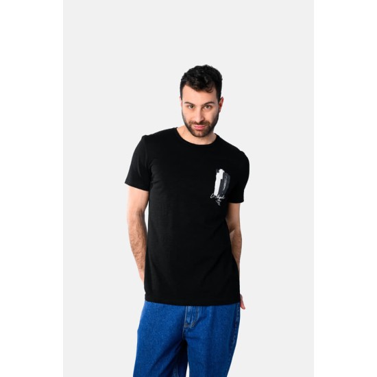 Ανδρικό T-shirt PACO&CO 2531024 BLACK Κανονική γραμμή- Cotton