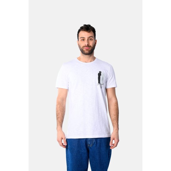 Ανδρικό T-shirt PACO&CO 2531024 WHITE Κανονική γραμμή- Cotton