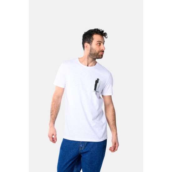 Ανδρικό T-shirt PACO&CO 2531024 WHITE Κανονική γραμμή- Cotton