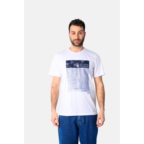 Ανδρικό T-shirt PACO&CO 2531042 WHITE Κανονική γραμμή- Cotton