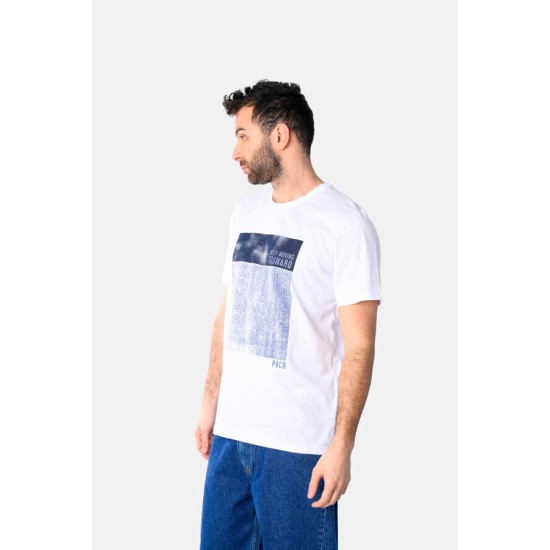 Ανδρικό T-shirt PACO&CO 2531042 WHITE Κανονική γραμμή- Cotton