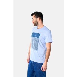 Ανδρικό T-shirt PACO&CO 2531042 CIEL Κανονική γραμμή- Cotton