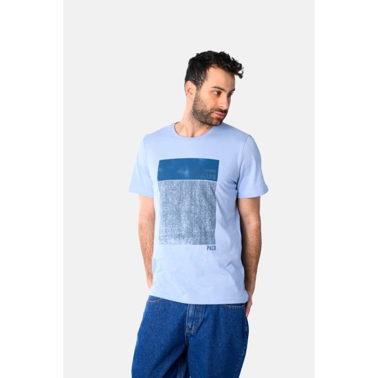 Ανδρικό T-shirt PACO&CO 2531042 CIEL Κανονική γραμμή- Cotton