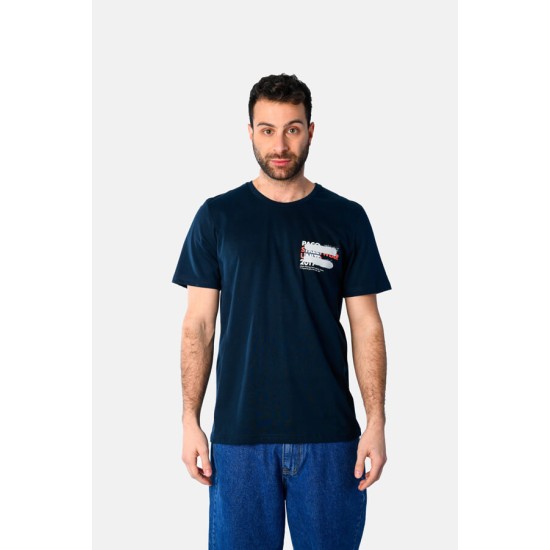 Ανδρικό T-shirt PACO&CO 2531046 NAVY Κανονική γραμμή- Cotton