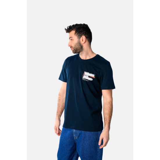 Ανδρικό T-shirt PACO&CO 2531046 NAVY Κανονική γραμμή- Cotton