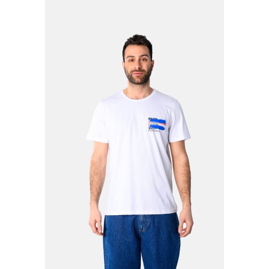 Ανδρικό T-shirt PACO&CO 2531046 WHITE Κανονική γραμμή- Cotton