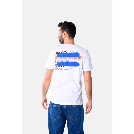 Ανδρικό T-shirt PACO&CO 2531046 WHITE Κανονική γραμμή- Cotton