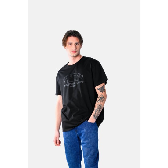 Ανδρικό T-shirt PACO&CO 2531051 BLACK PLUS SIZE