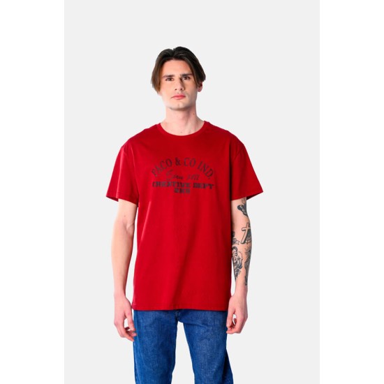 Ανδρικό T-shirt PACO&CO 2531051 BORDEAUX PLUS SIZE