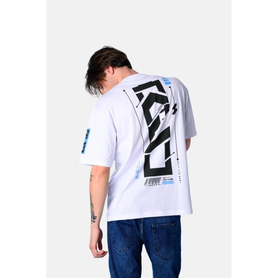 Ανδρικό oversized κοντομάνικο PACO&CO 2531075 WHITE