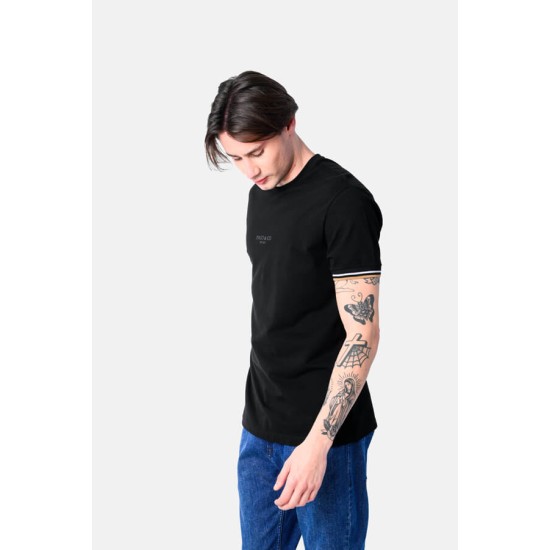PACO&CO 2531093 BLACK T-SHIRT Λαιμόκοψη Πικέ 