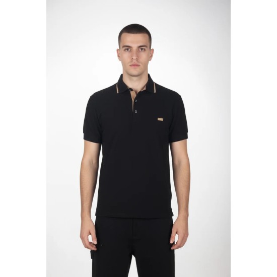 Ανδρική Μπλούζα Polo PACO&CO 2631082 BLACK Κανονική γραμμή
