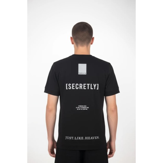 Ανδρικό T-shirt PACO&CO 2631045 BLACK Κανονική γραμμή- Cotton