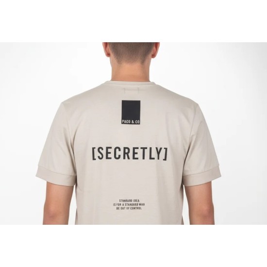 Ανδρικό T-shirt PACO&CO 2631045 BEIGE Κανονική γραμμή- Cotton