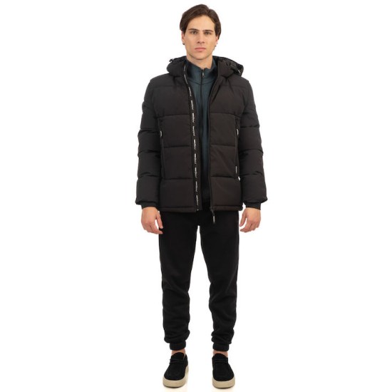 Ανδρικό puffer μπουφάν REBASE 242RJK-2004 BLACK