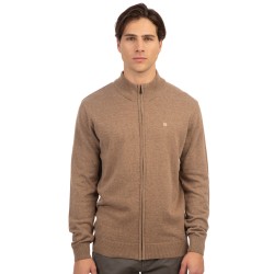 Ανδρική ζακέτα 242RKNIT-8005 BEIGE Knit Full-Zip