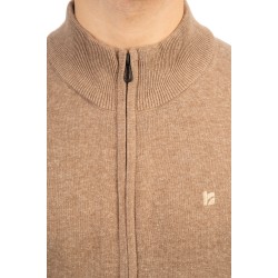 Ανδρική ζακέτα 242RKNIT-8005 BEIGE Knit Full-Zip