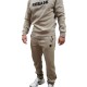 Ανδρικό hoodie REBASE 252RTOP-1057 DK BEIGE με ανάγλυφο τύπωμα