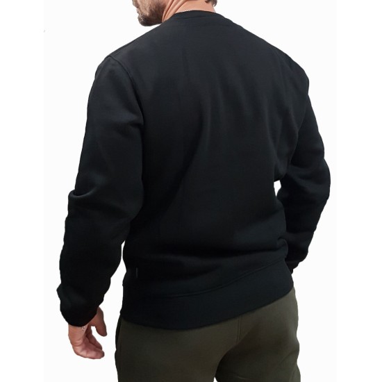 Ανδρικό hoodie REBASE 252RTOP-1057 BLACK με ανάγλυφο τύπωμα