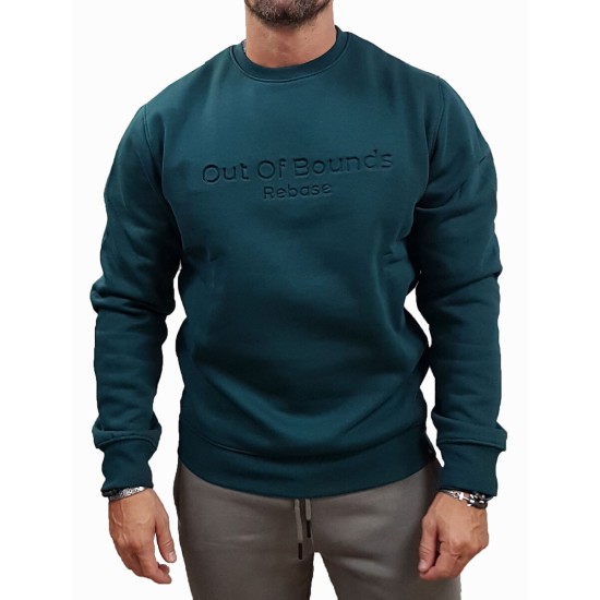 Ανδρικό hoodie REBASE 252RTOP-1053 DEEP TEAL με 3D τύπωμα