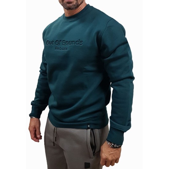 Ανδρικό hoodie REBASE 252RTOP-1053 DEEP TEAL με 3D τύπωμα
