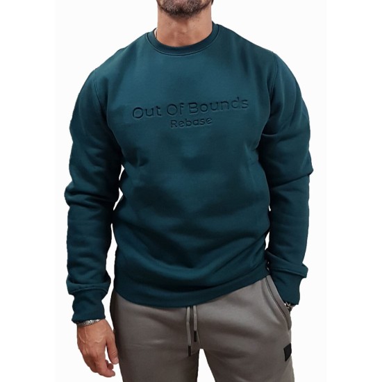 Ανδρικό hoodie REBASE 252RTOP-1053 DEEP TEAL με 3D τύπωμα