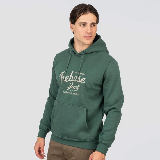 REBASE 252RTOP-1049 MOSS GREEN Φούτερ με κουκούλα 