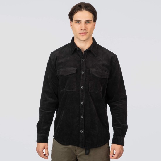 REBASE 252RGS-5097 BLACK OVERSHIRT Κοτλέ Πουκάμισο 