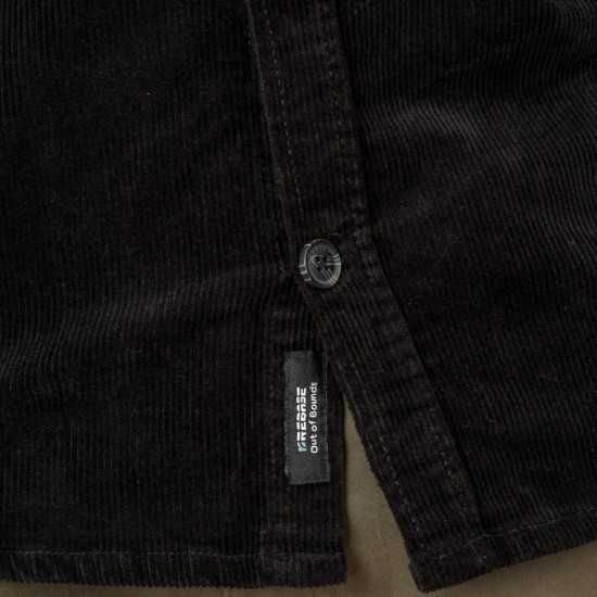 REBASE 252RGS-5097 BLACK OVERSHIRT Κοτλέ Πουκάμισο 