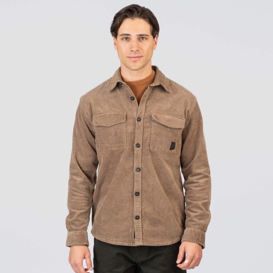 REBASE 252RGS-5097 BEIGE OVERSHIRT Κοτλέ Πουκάμισο 