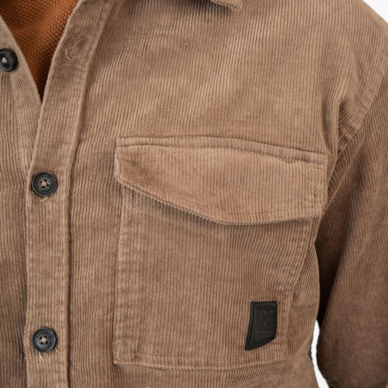 REBASE 252RGS-5097 BEIGE OVERSHIRT Κοτλέ Πουκάμισο 