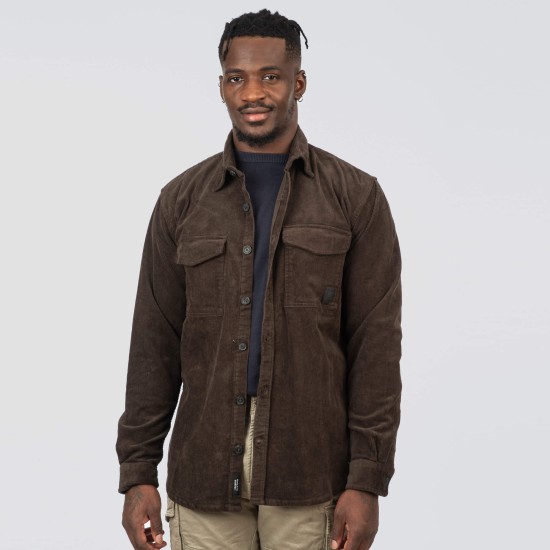 REBASE 252RGS-5097 GREY OVERSHIRT Κοτλέ Πουκάμισο 