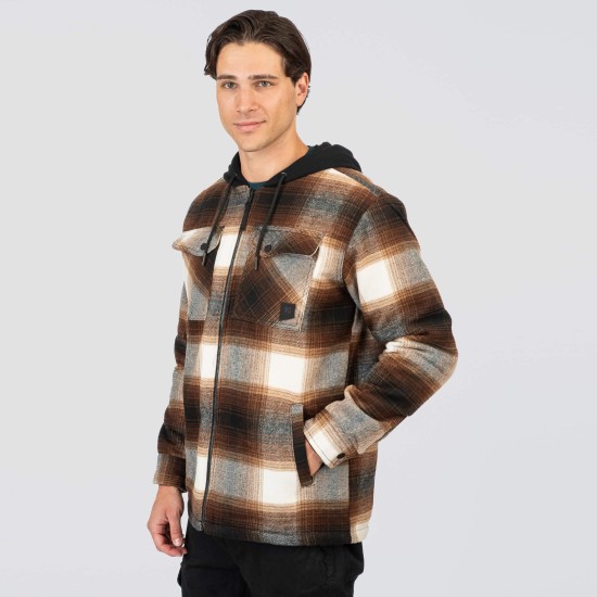 REBASE 252RGS-5104 CAMEL OVERSHIRT ΜΕ ΚΟΥΚΟΥΛΑ 