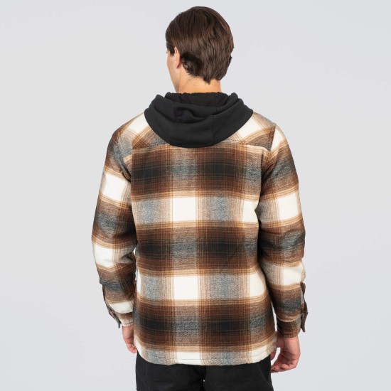 REBASE 252RGS-5104 CAMEL OVERSHIRT ΜΕ ΚΟΥΚΟΥΛΑ 