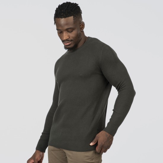 REBASE 252RKNIT-8036 DARK GREEN Πουλόβερ με αραιή πλέξη 