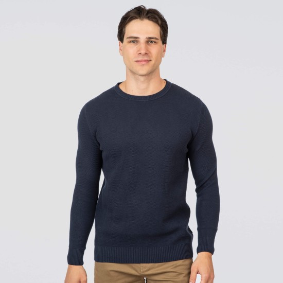 REBASE 252RKNIT-8036 BLUE MARINE Πουλόβερ με αραιή πλέξη 