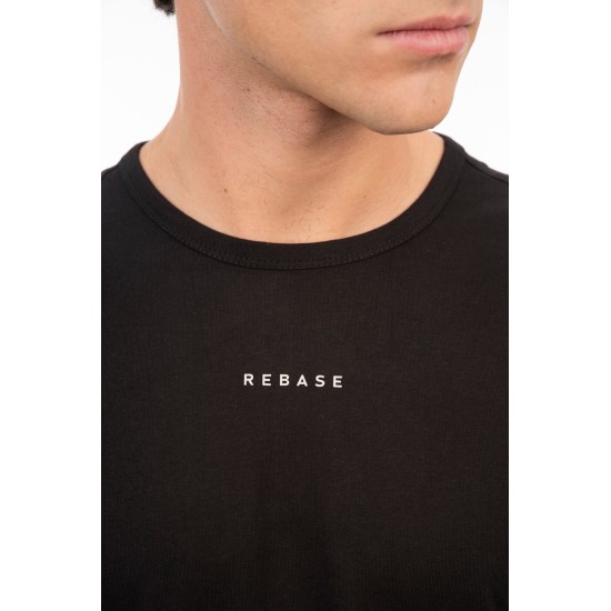 REBASE 251RTS-9037 BLACK T-shirt με λογότυπο