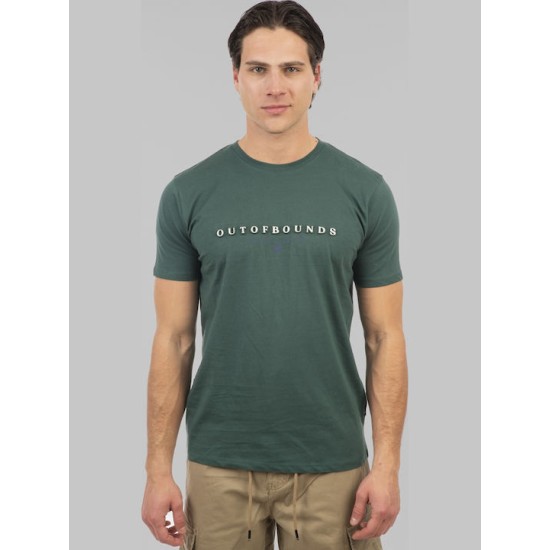 REBASE 251RTS-9019 MOSS GREEN T-shirt με 3D λογότυπο