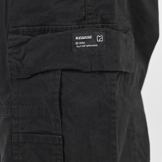 REBASE 261RMSHO-7031 BLACK Cargo βερμούδα με λάστιχο στη μέση 