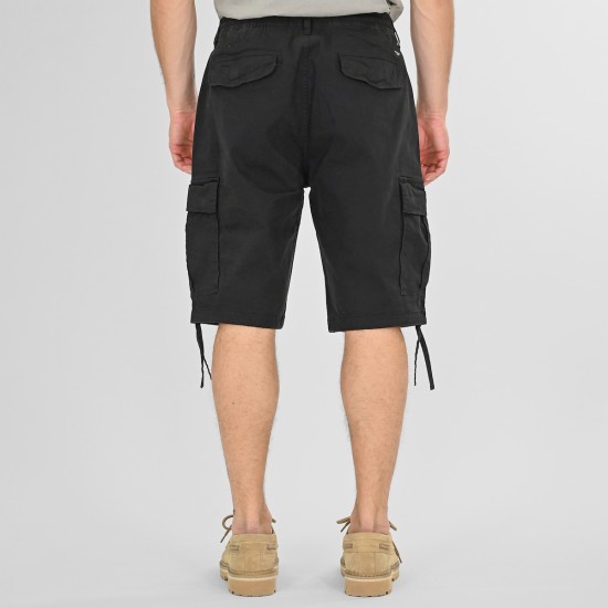 REBASE 261RMSHO-7031 BLACK Cargo βερμούδα με λάστιχο στη μέση 