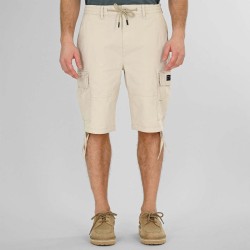REBASE 261RMSHO-7031 OFF WHITE Cargo βερμούδα με λάστιχο στη μέση 