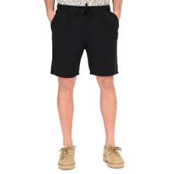 REBASE 261RMSHO-7052 BLACK Ανδρική Βερμούδα λινή