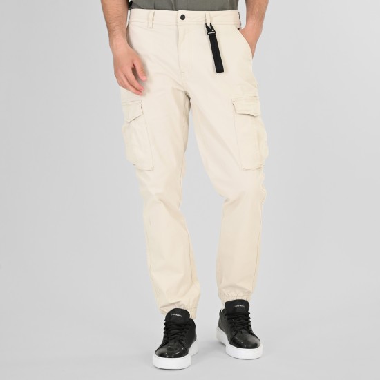 REBASE 261RCCP-4085 OFF WHITE Cargo παντελόνι με λάστιχο 