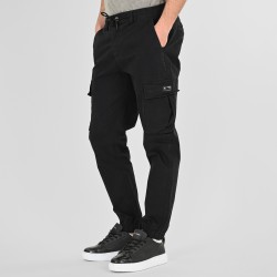 REBASE 261RCCP-4087 BLACK Cargo παντελόνι με λάστιχο στη μέση