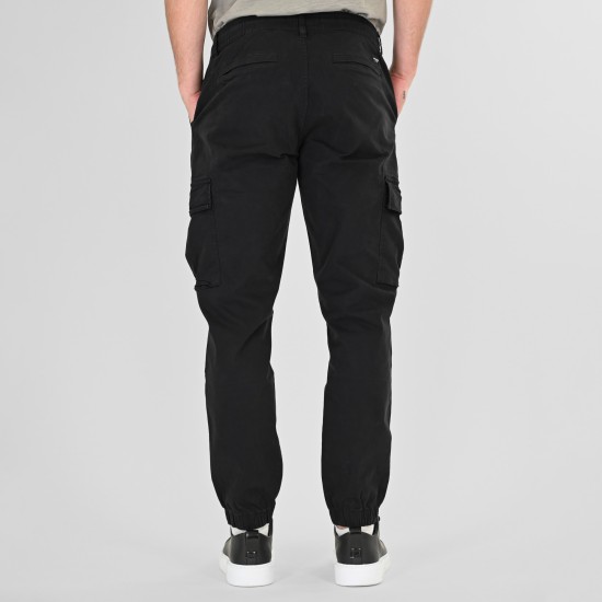 REBASE 261RCCP-4087 BLACK Cargo παντελόνι με λάστιχο στη μέση