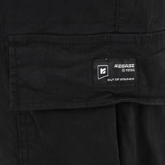 REBASE 261RCCP-4087 BLACK Cargo παντελόνι με λάστιχο στη μέση
